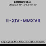 Romans Text 01 Embroidery File 6 sizes