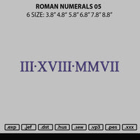 Roman Numerals 05 Embroidery File 6 sizes