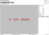 Ix Xxiv Mmxxii Embroidery File 6 sizes