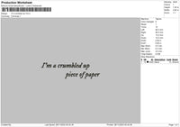 Crumbled Text Embroidery File 6 sizes