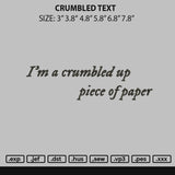 Crumbled Text Embroidery File 6 sizes