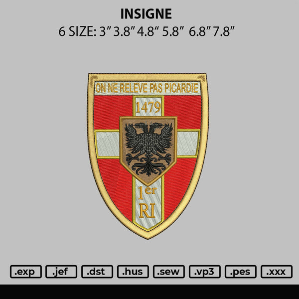 Insigne Embroidery File 6 sizes