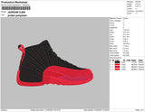 Jordan Red Black Shoes Embroidery