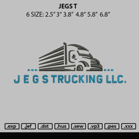 Jegs T Embroidery File 6 sizes