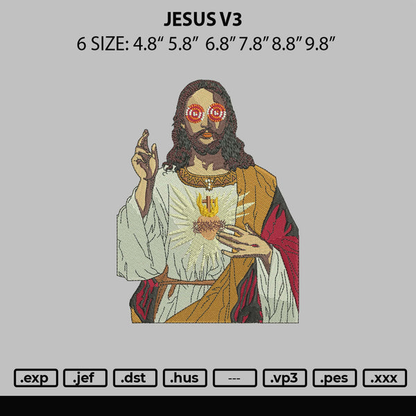 Jesus V3 Embroidery File 6 sizes