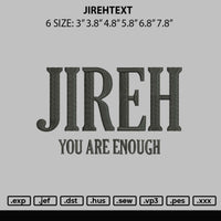 Jirehtext Embroidery File 6 sizes