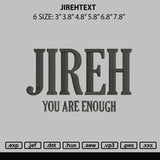 Jirehtext Embroidery File 6 sizes