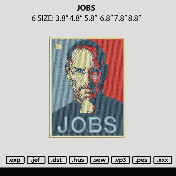 Jobs Embroidery File 6 sizes