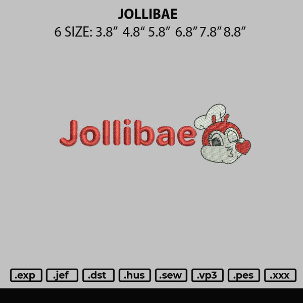 Jollibae Embroidery File 6 sizes