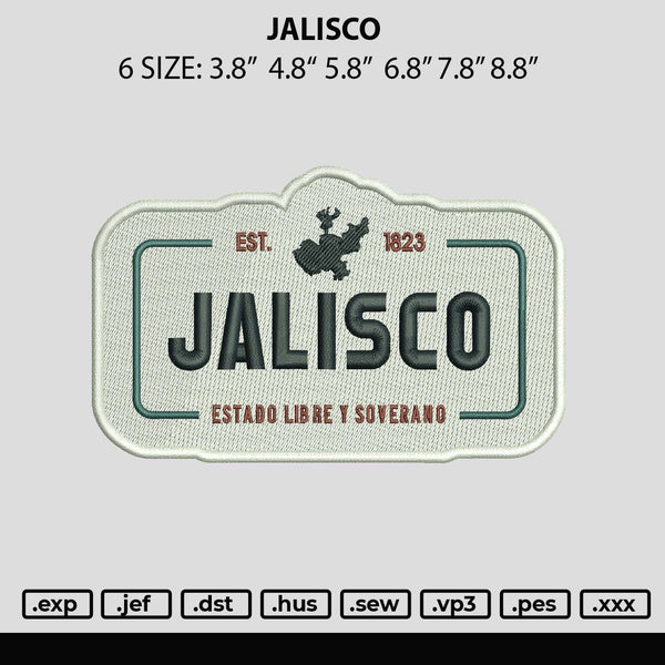 Jalisco Embroidery File 6 sizes