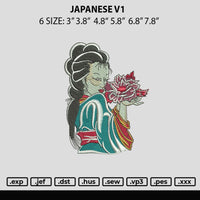 Japanese V1 Embroidery File 6 sizes