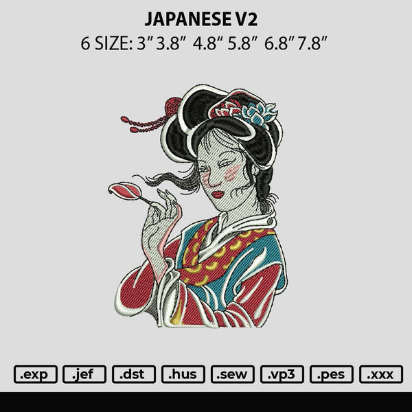 Japanese V2 Embroidery File 6 sizes