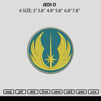 Jedi O Embroidery File 6 sizes