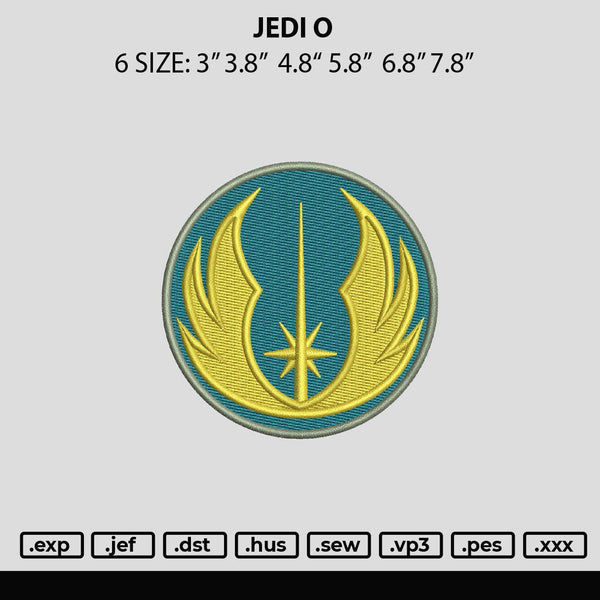 Jedi O Embroidery File 6 sizes