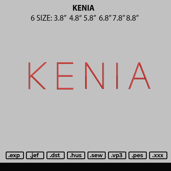 Kenia Embroidery File 6 sizes