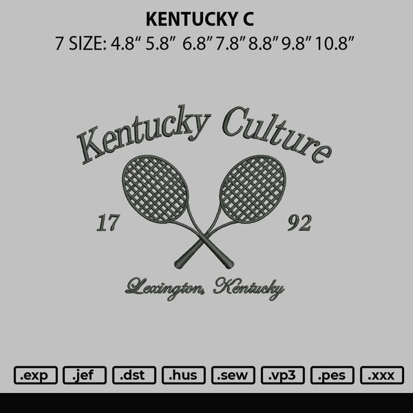 Kentucky Embroidery File 6 sizes