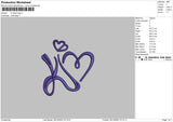 K Heart Logo Embroidery File 6 sizes