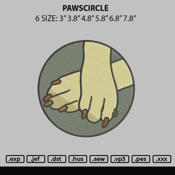 Pawscircle Embroidery File 6 sizes