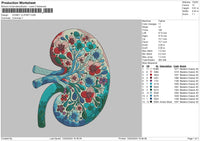 Kidney Color Embroidery File 6 sizes