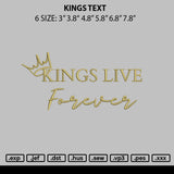 Kings Text Embroidery File 6 sizes