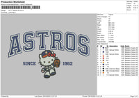 Kitty Astros 02 Embroidery File 6 sizes