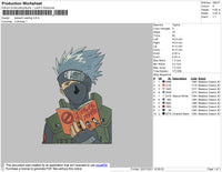 Kakashi Reading Embroidery