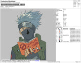 Kakashi Reading Embroidery