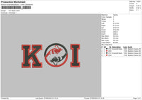 Koi Text Embroidery File 6 sizes