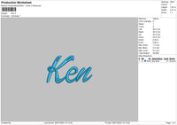 Ken Text Embroidery File 6 sizes