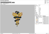 Snake L Embroidery File 6 sizes