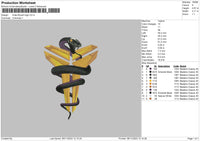 Snake L Embroidery File 6 sizes