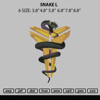 Snake L Embroidery File 6 sizes