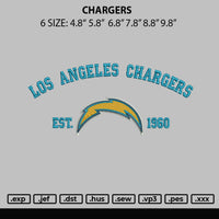 Chargers Embroidery File 6 sizes