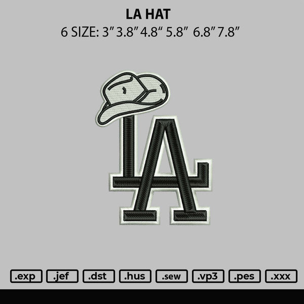 La Hat Embroidery File 6 sizes