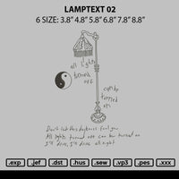 Lamptext 02 Embroidery File 6 sizes