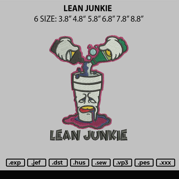 Lean Junkie Embroidery File 6 sizes