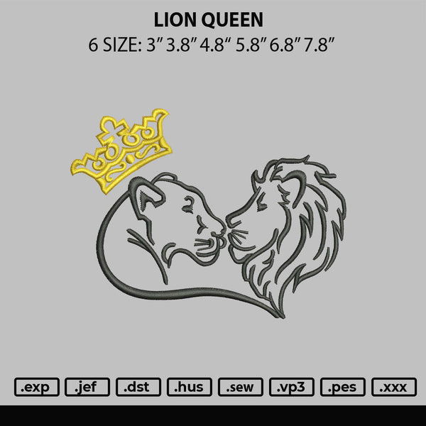 Lion Queen Embroidery File 6 sizes