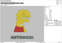 lisa simpson antisocial Embroidery