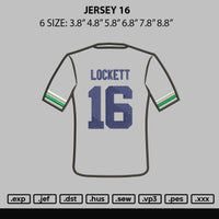 Jersey 16 Embroidery File 6 sizes