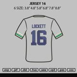 Jersey 16 Embroidery File 6 sizes