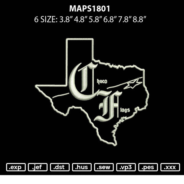 Maps1801 Embroidery File 6 sizes