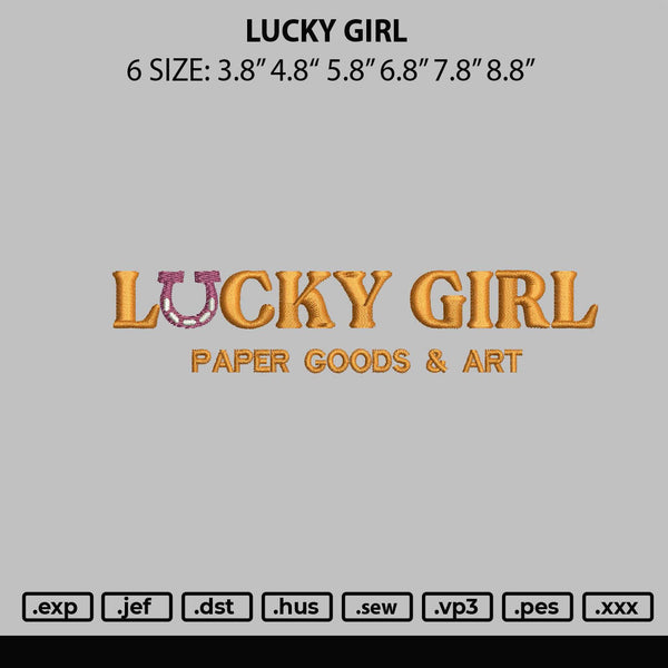 Lucky Girl Embroidery File 6 sizes