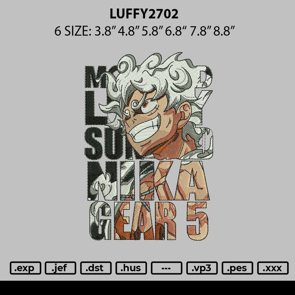 Luffy2702 Embroidery File 6 sizes