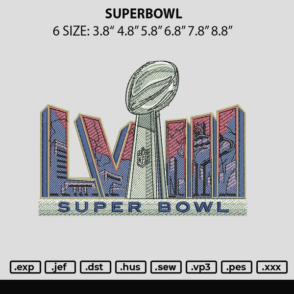 Superbowl Embroidery File 6 sizes