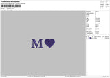 M Heart Embroidery File 6 sizes