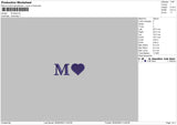 M Heart Embroidery File 6 sizes