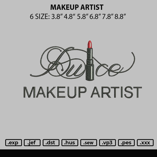 Makeup Artist Embroidery File 6 sizes