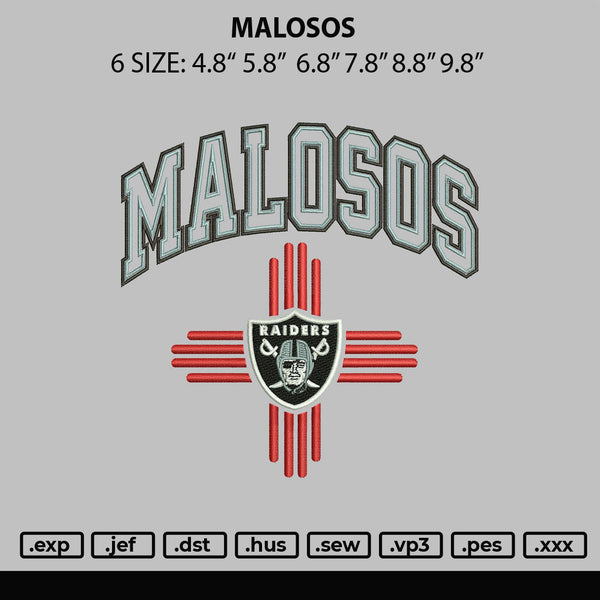 Malosos Embroidery File 6 sizes