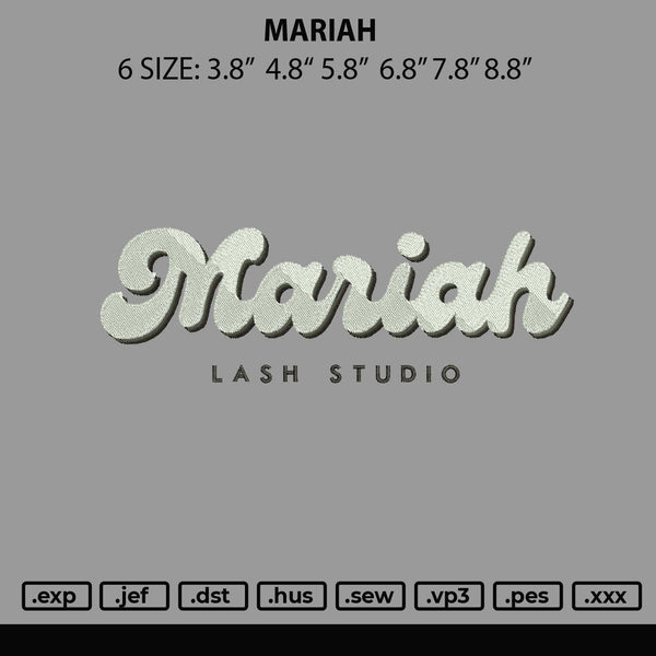 Mariah Embroidery File 6 sizes