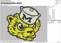 Michigan Wolferine Embroidery